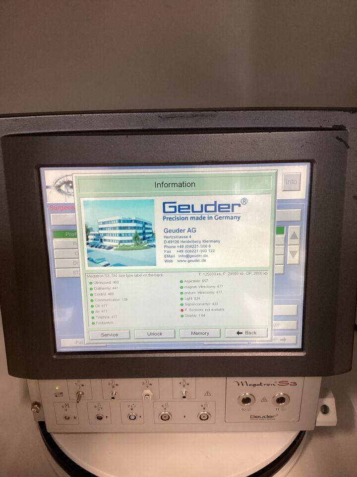 Geuder Machine Sell Phacoemulsifier GEUDER Megatron S3 (Germany) | Bimedis
