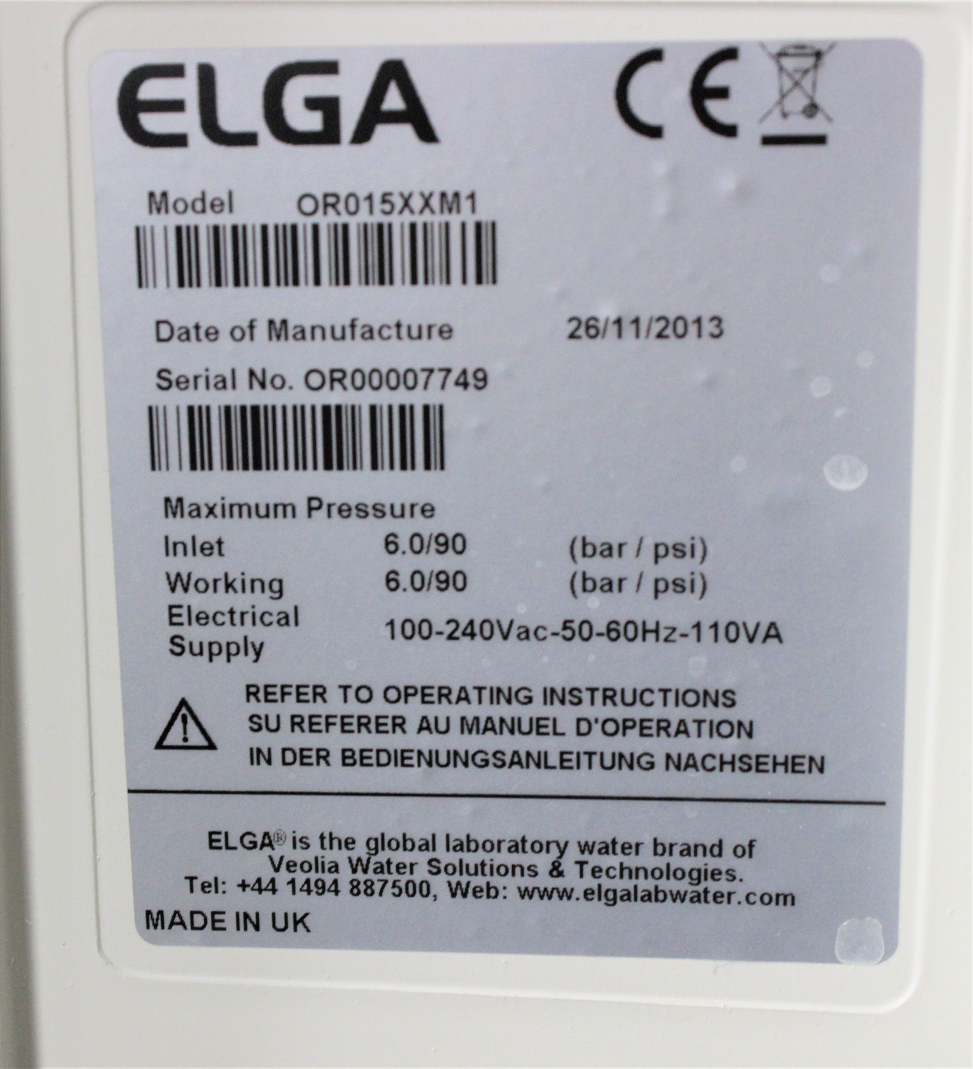 Sell Water treatment system ELGA PURELAB Option-R (United States) | Bimedis