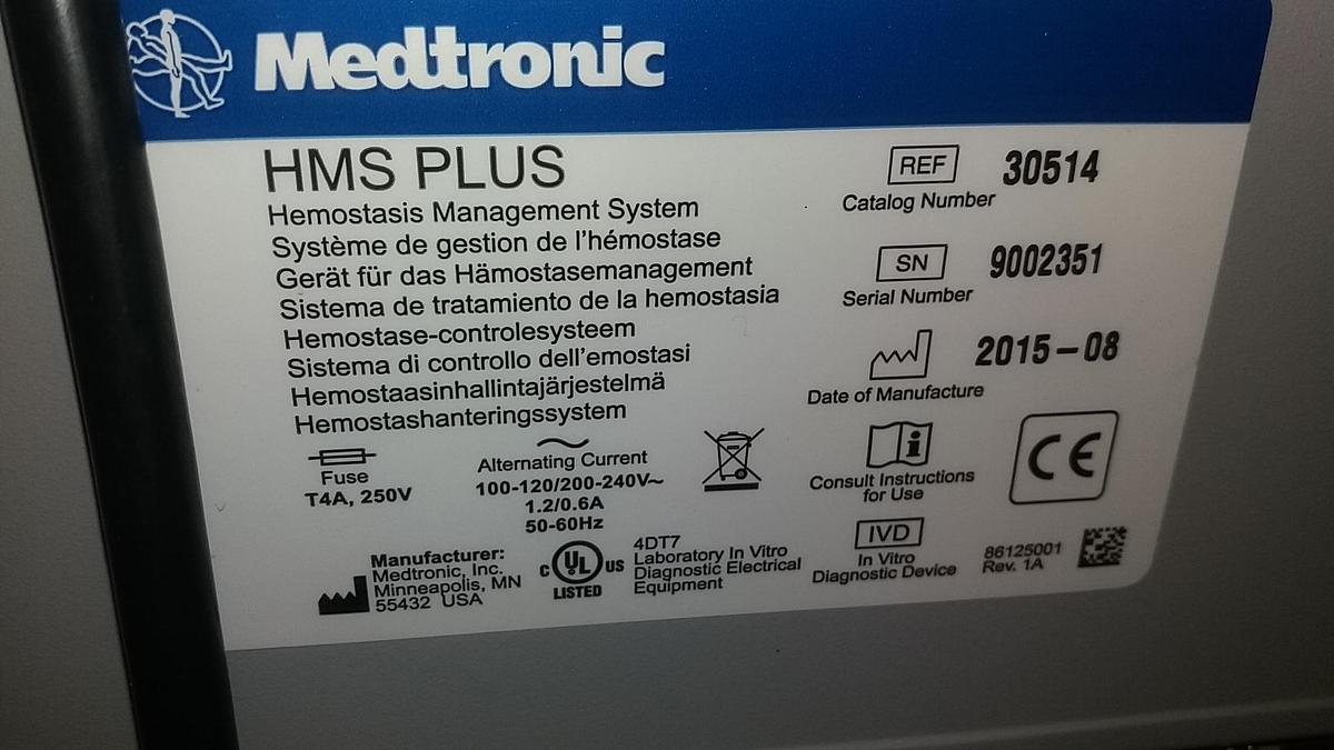 Hms Plus Instrument Sell Coagulation Analyzer MEDTRONIC Hepcon HMS Plus 2015 (Poland) | Bimedis